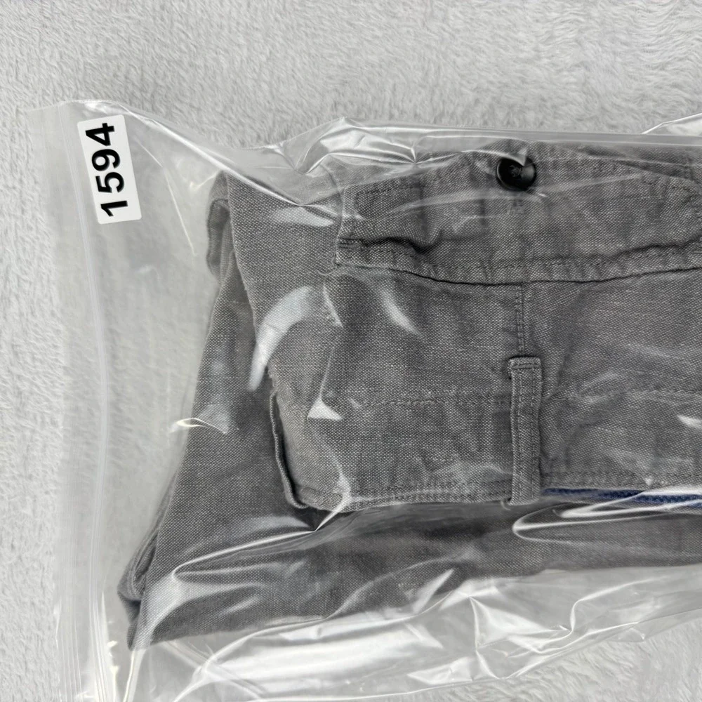 Banana Republic Aiden Shorts Mens 35 Grey Linen Cotton Blend Cargo Pocket Slim